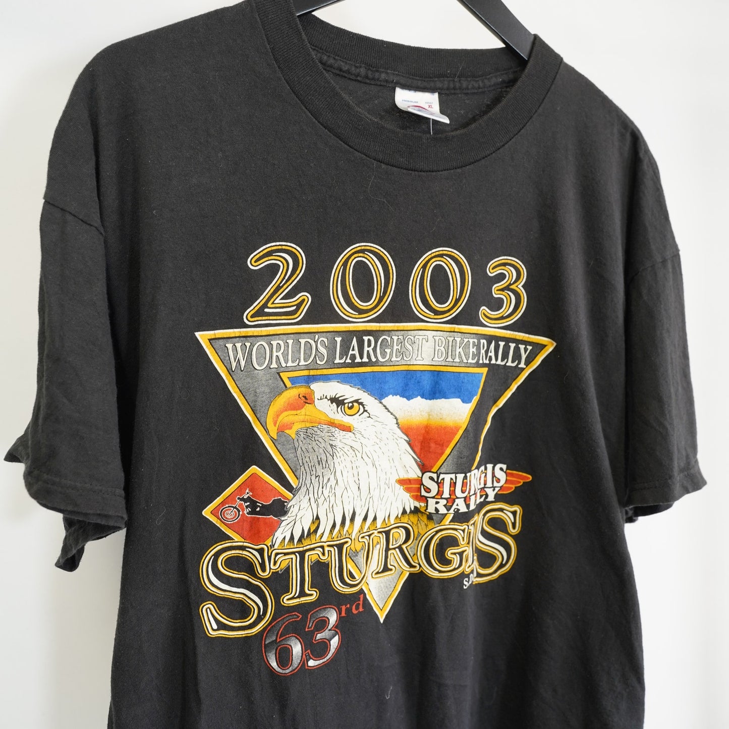 (XL) Vintage Sturgis Biker Rally T-Shirt Men's XL Black 2003 Y2K Motorcycle Delta