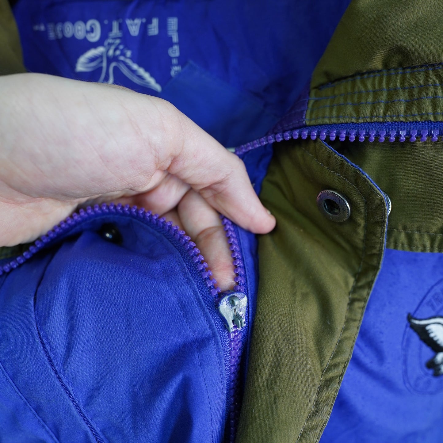 (L) Vintage Triple Fat Goose 90s Down Filled Puffer Ski Jacket Snow Blue