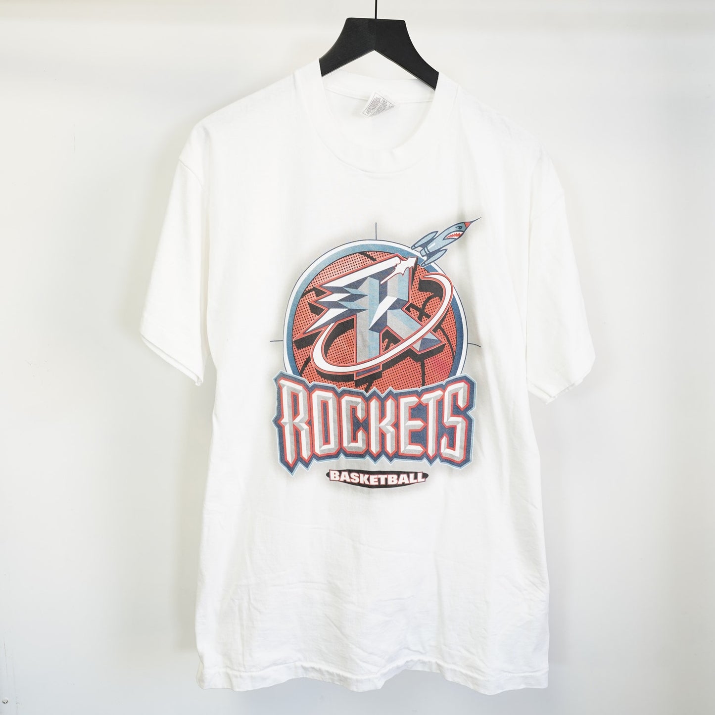 (XL) Vintage Houston Rockets Basketball Single Stitch T-Shirt Men's XL White 90s