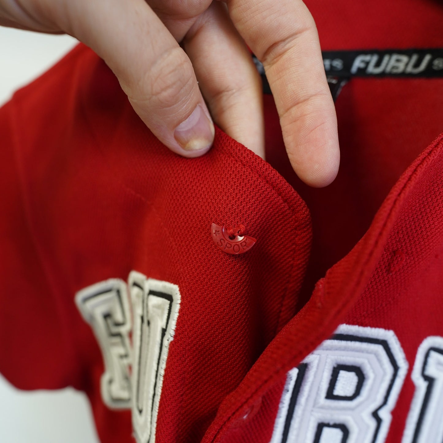 (Kids 4) Vintage Kids Fubu Stitched Baseball Jersey Boys S Size 4 Y2K 2000s Hip Hop Red