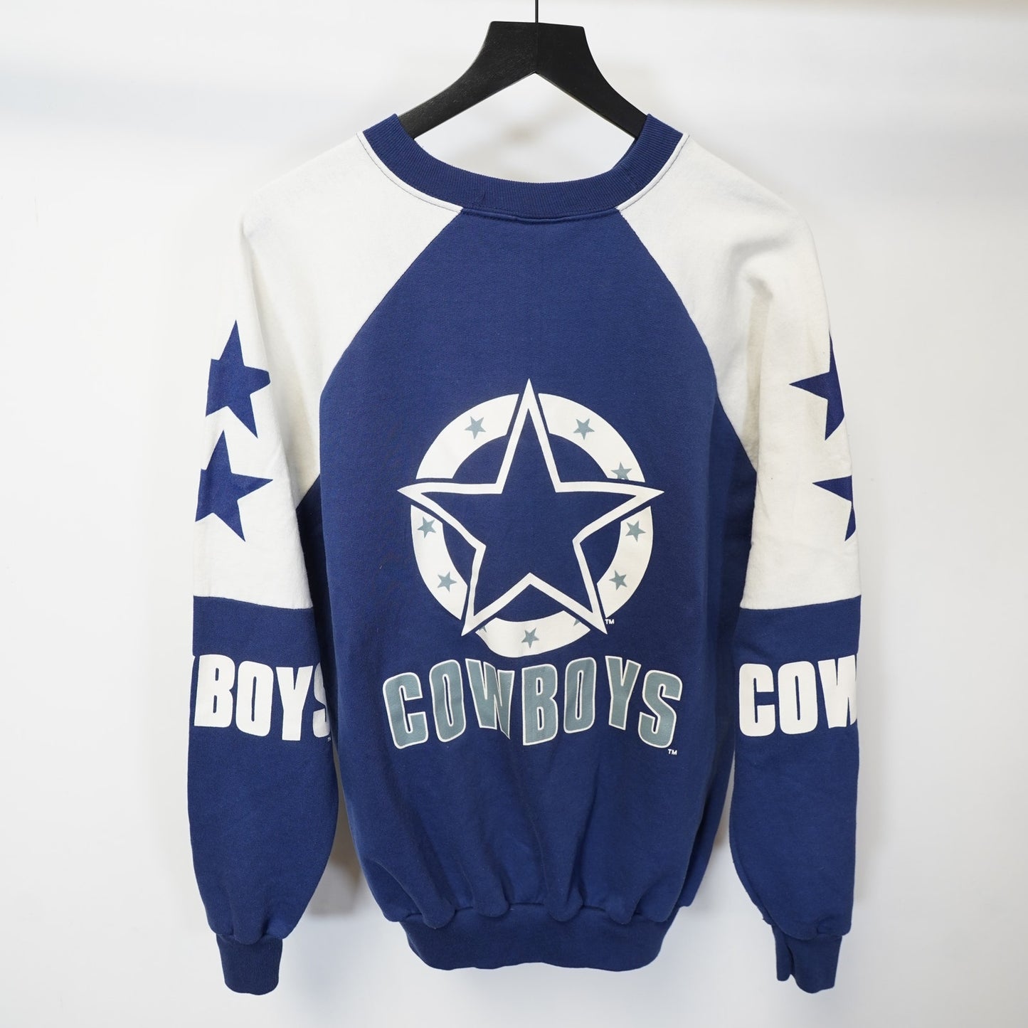 (L) Vintage Dallas Cowboys 1980s All Over Print Sweatshirt Men's L-XL Blue Retro NFL