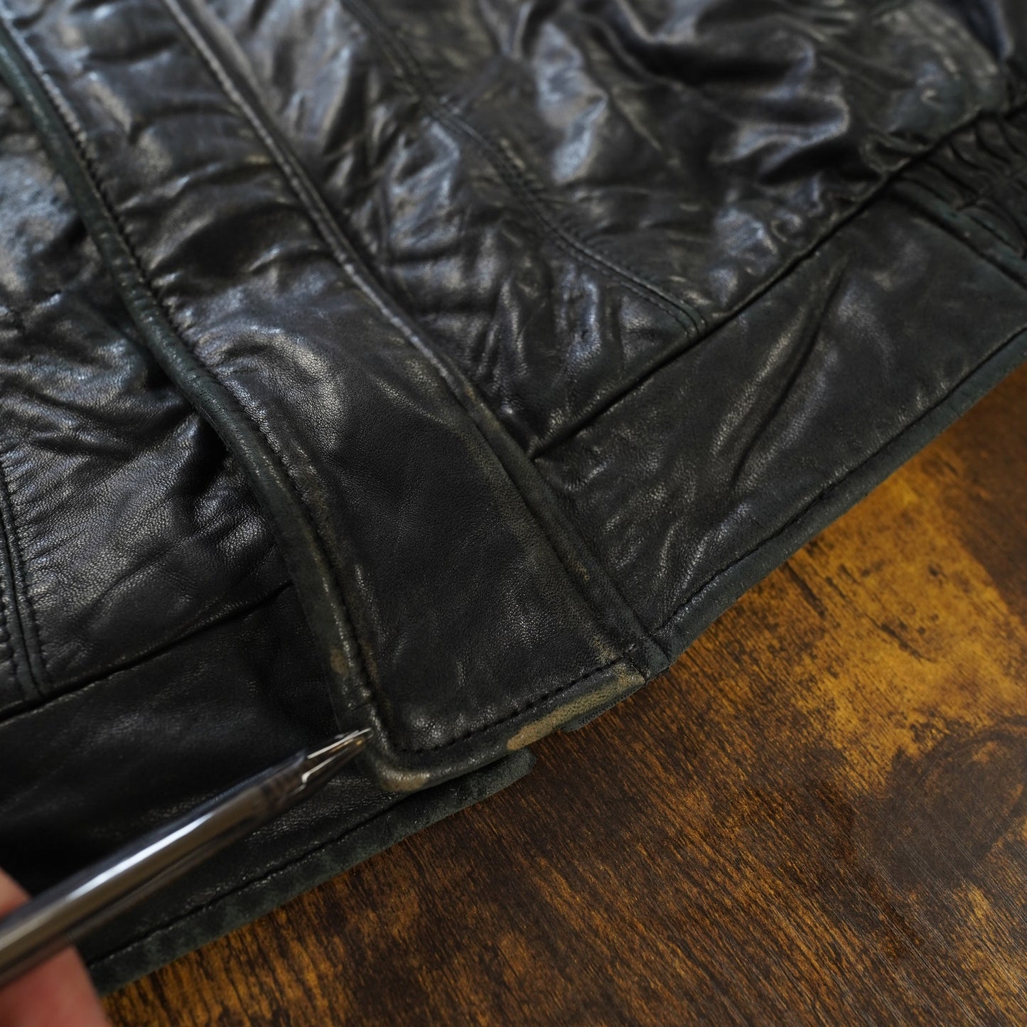 (M) Vintage London Fog Genuine Leather Motorcycle Bomber Jacket Men's M Black Soft