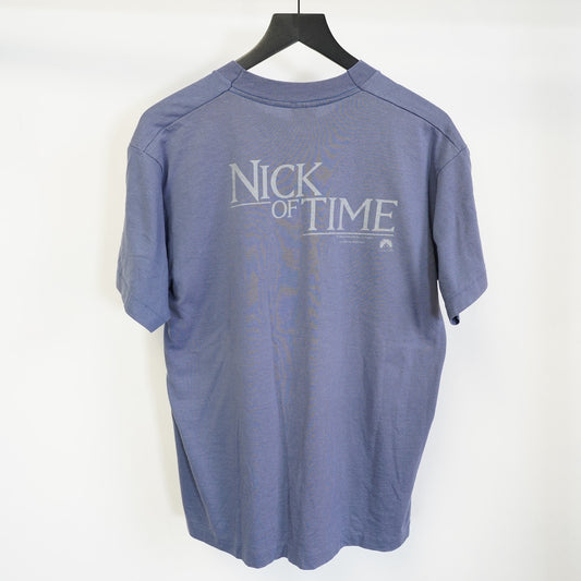 (L) Vtg Nick of Time Movie Promo T-Shirt 1995 Men's L Single Stitch Blue Johnny Depp