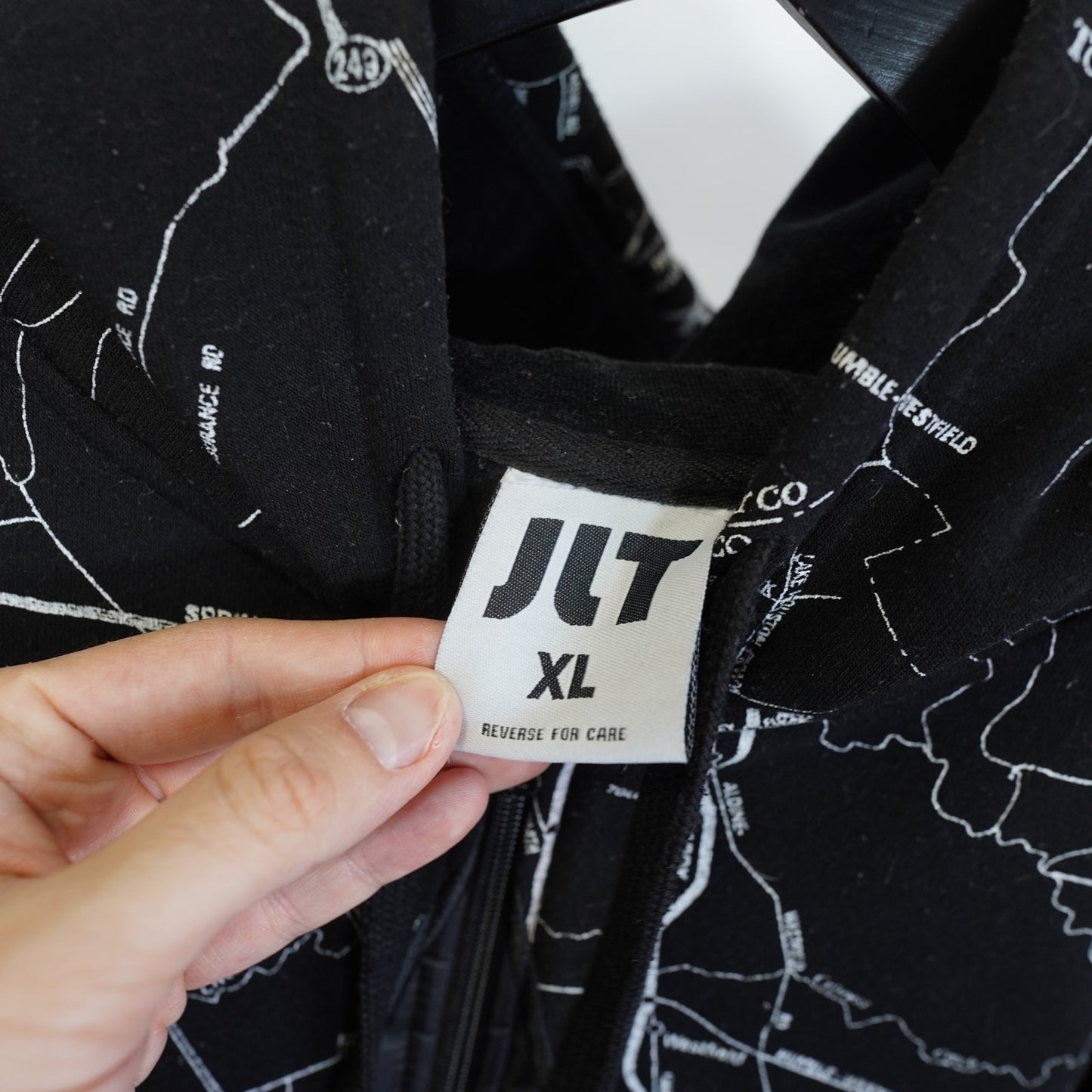 (XL) Vintage Houston City Map Embroidered Hip Hop Hoodie Men's XL Black Y2K Astros