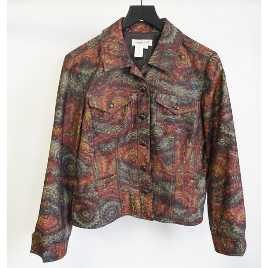 (Women's S) Vintage Boho Tie Dye Paisley Coldwater Creek Denim Jacket Women's S Multicolor