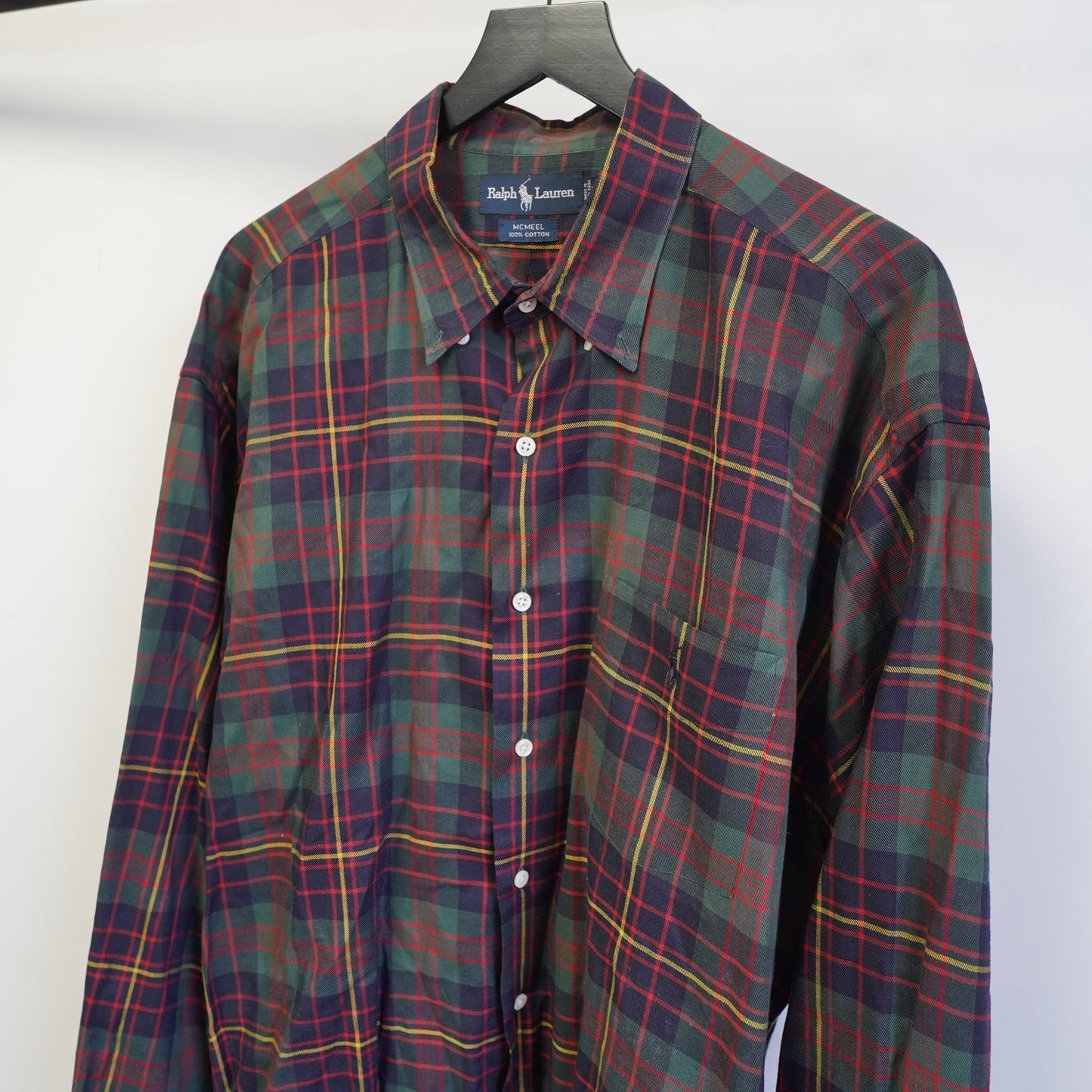 (XXL) Vintage Ralph Lauren Polo McMeel Plaid Flannel Button Up Shirt Men's XXL Green
