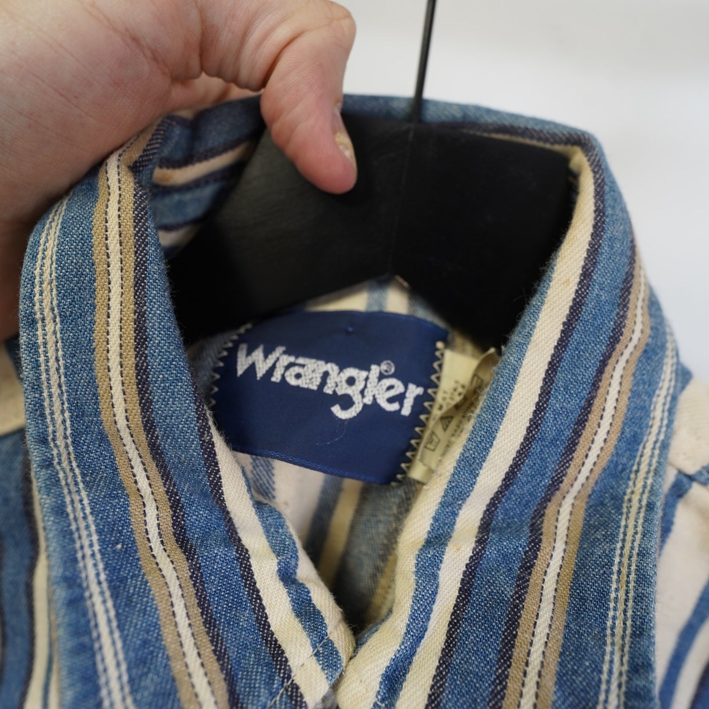 (L) Vintage Wrangler Western Pearl Snap Brushpopper Button Up Shirt Men's L Striped