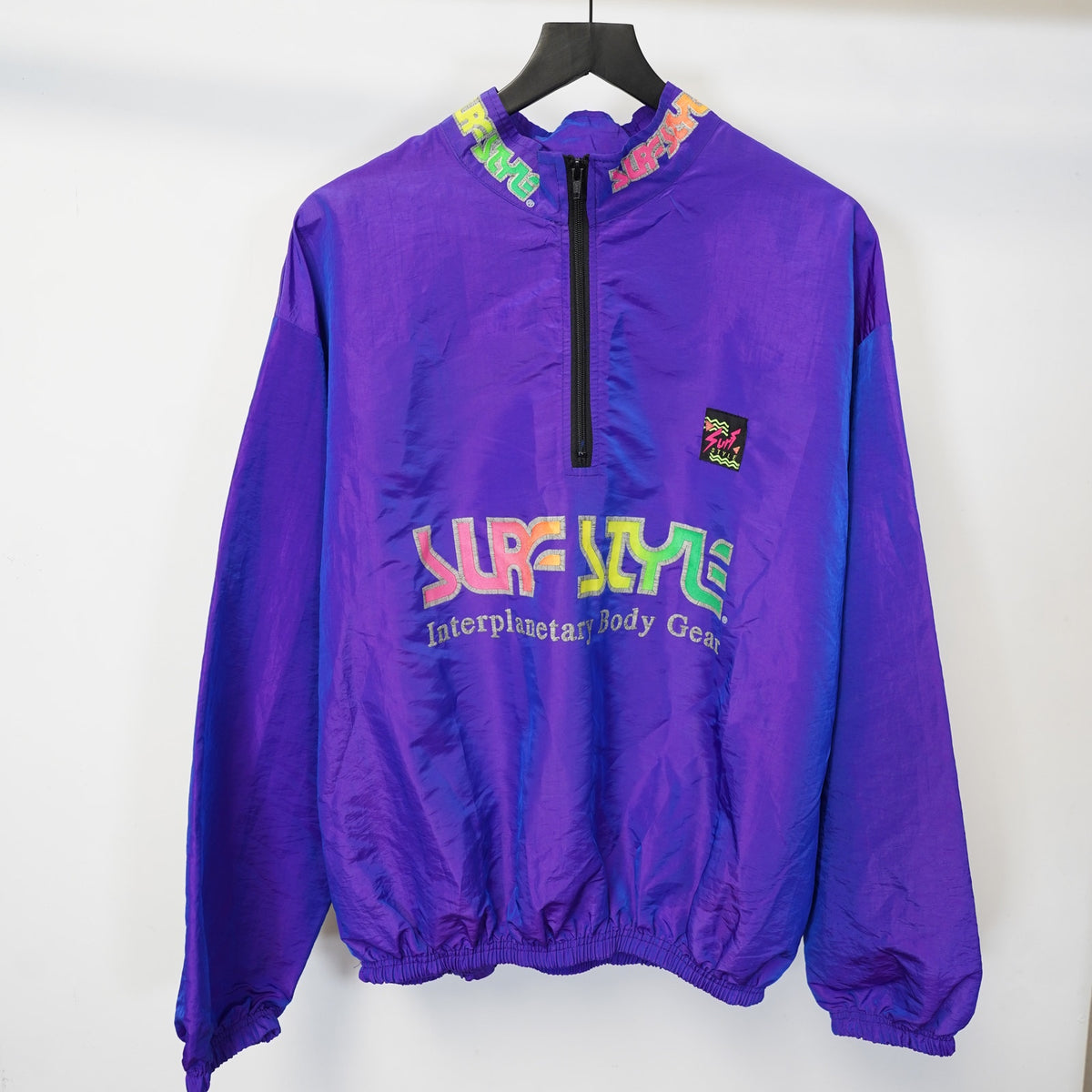 (XL) Vintage Surf Style Body Gear 1/4 Zip Windbreaker Jacket Men's XL Purple 90s