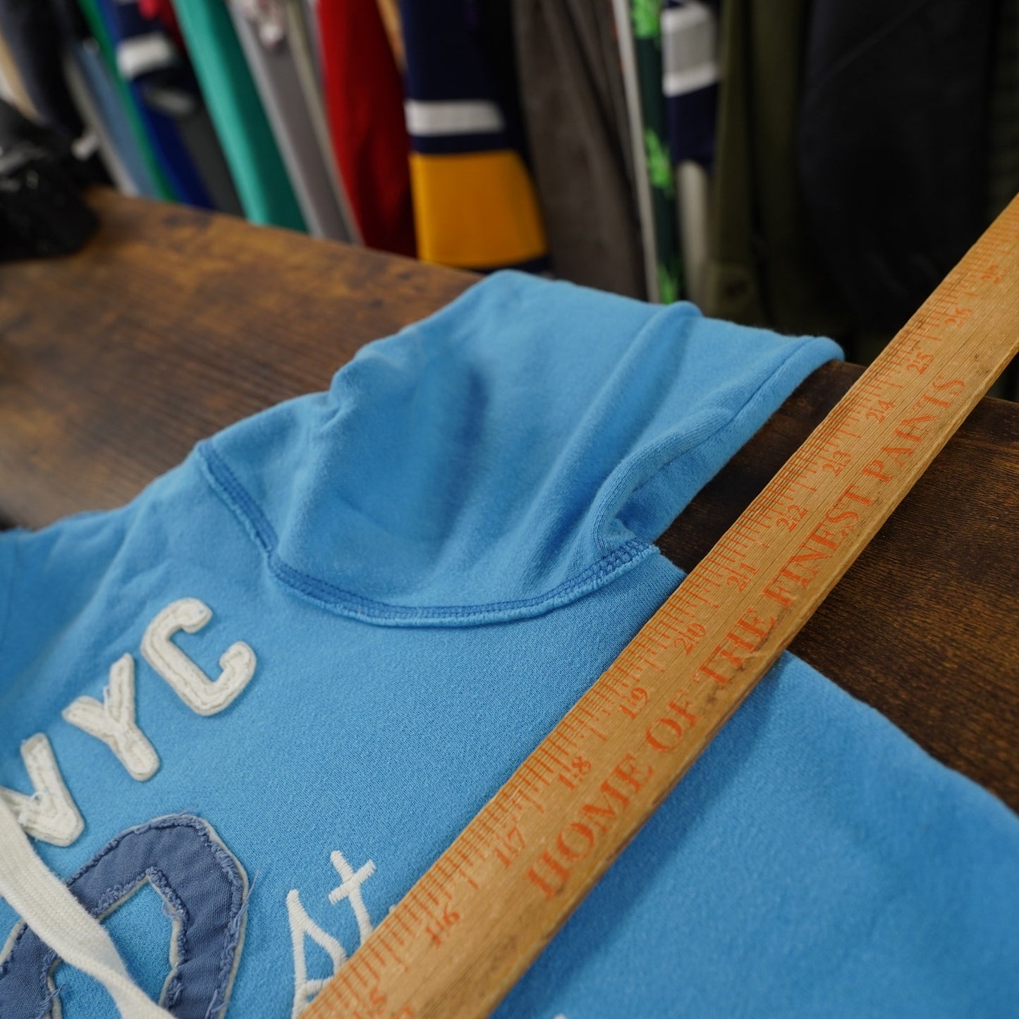 (S) Aeropostale Sewn NYC 42nd Times Square Y2K Full Zip Hoodie Men's S Blue
