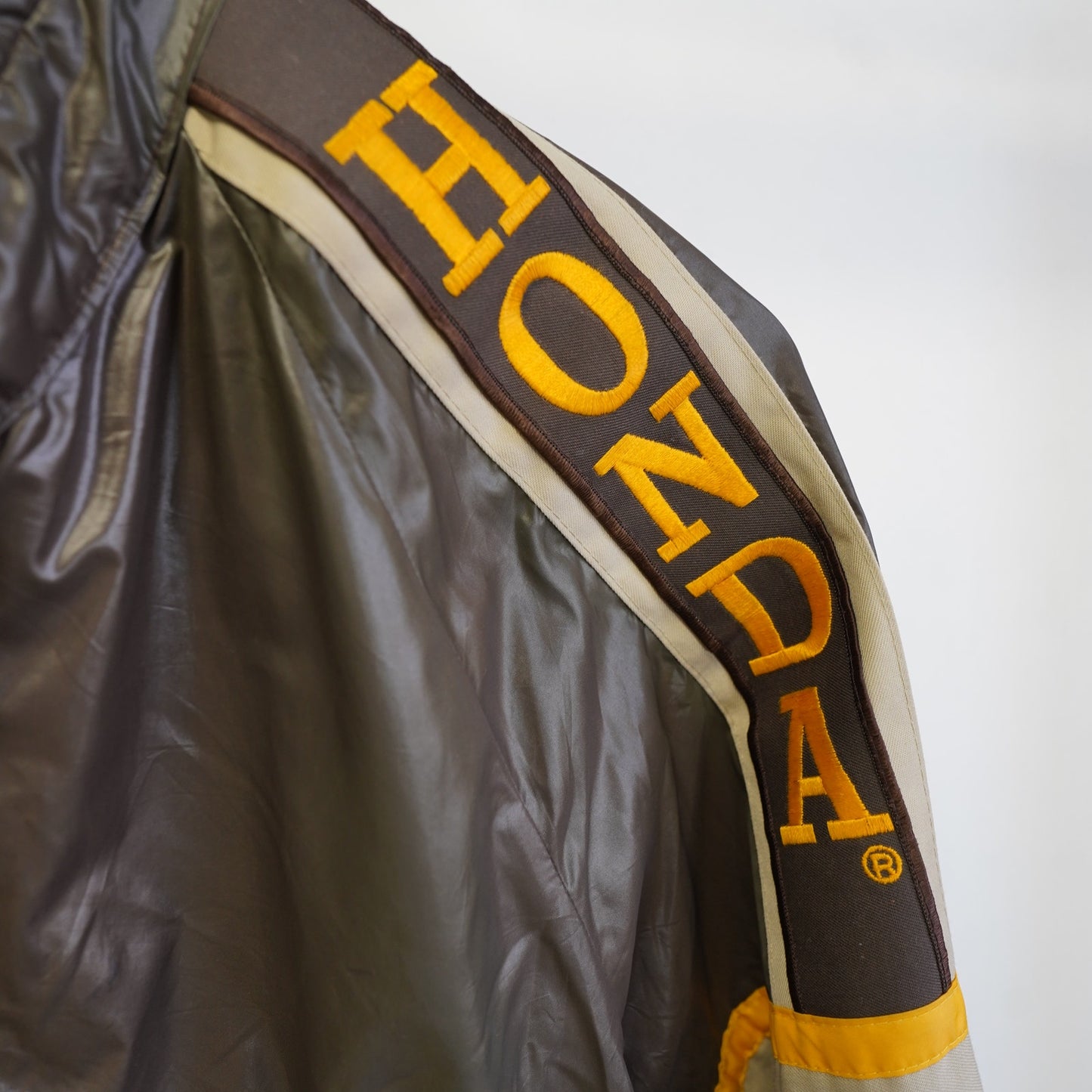 (XL) True Vintage Hondaline Honda Racing Brown Nylon Windbreaker Jacket Men's XL Moto