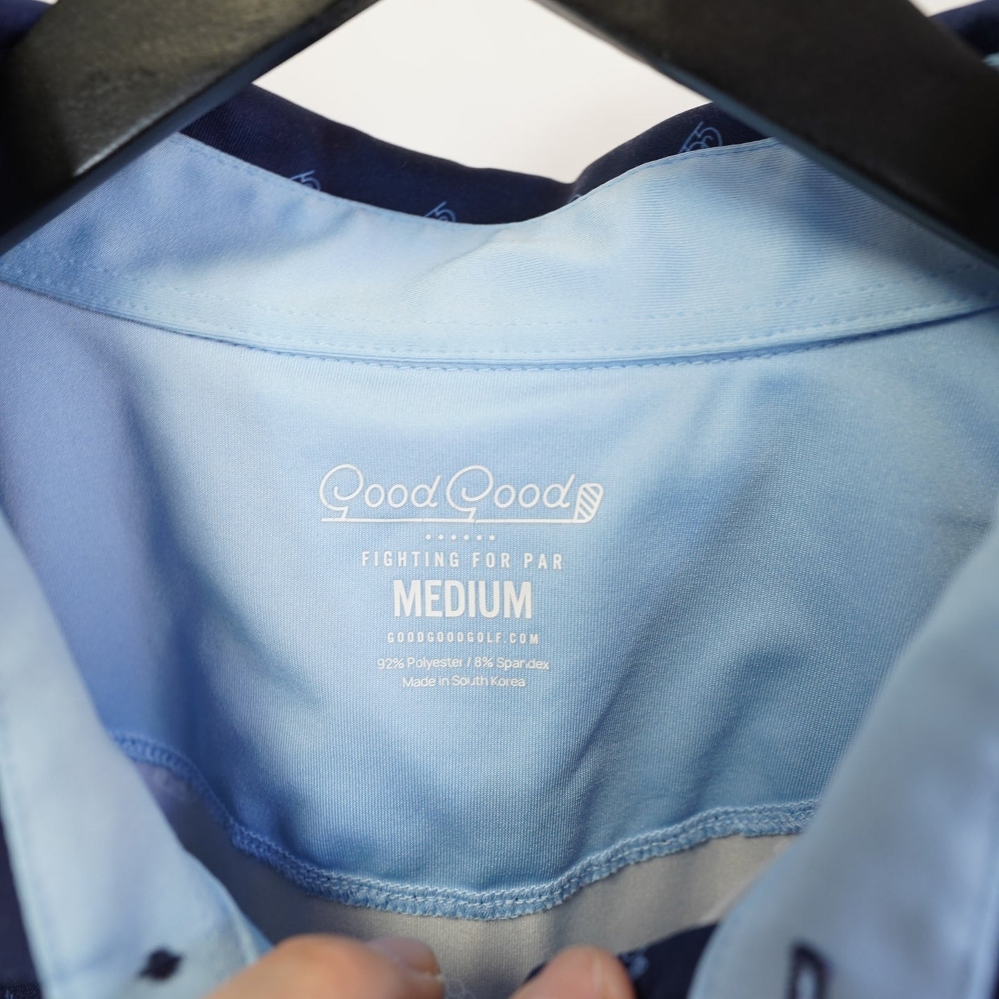 (M) Good Good Performance Golf Ace Polo Shirt Men's M Blue  Preppy