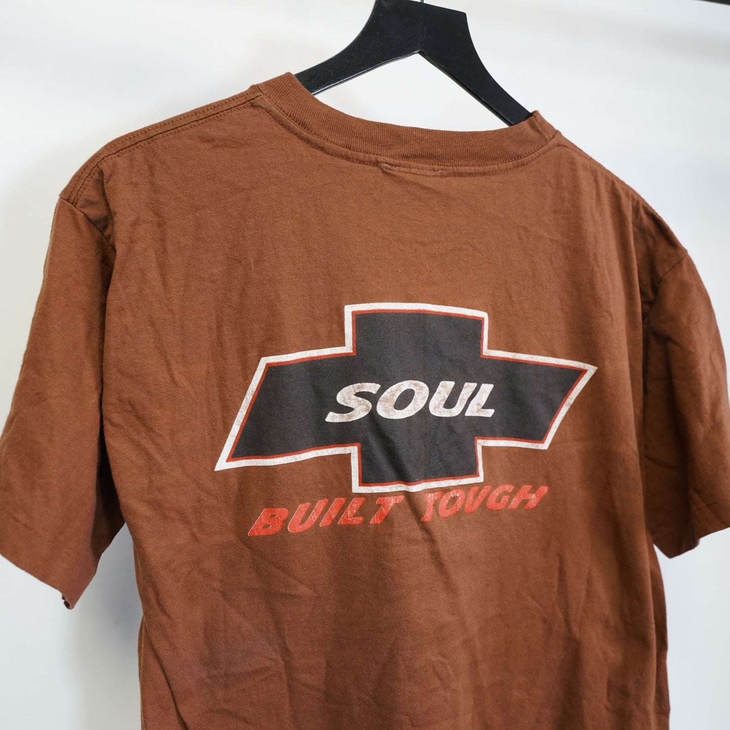 (L) Vintage Soul Built Tough Skate & Surf Jesus T-Shirt Men's L Brown Single Stitch