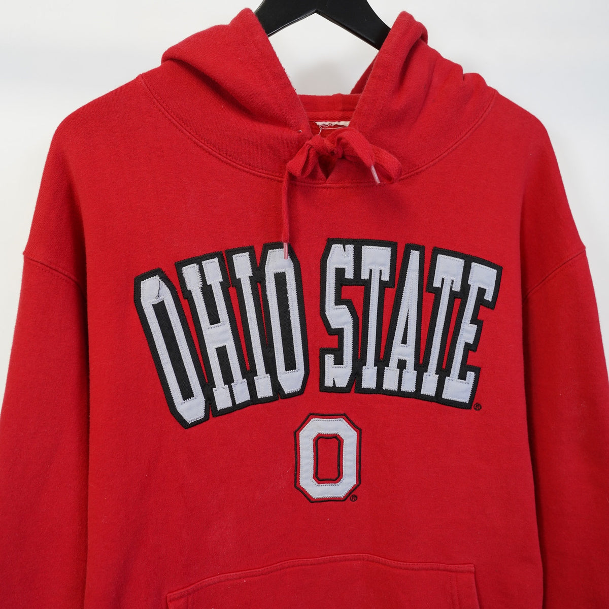 (L) Ohio State Buckeyes Embroidered Pullover Hoodie Men's L Red Retro Sewn