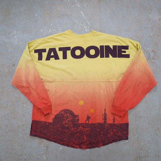 (L) Disney Star Wars Tatooine Spirit Jersey Shirt Size L AOP Long Sleeve Yellow