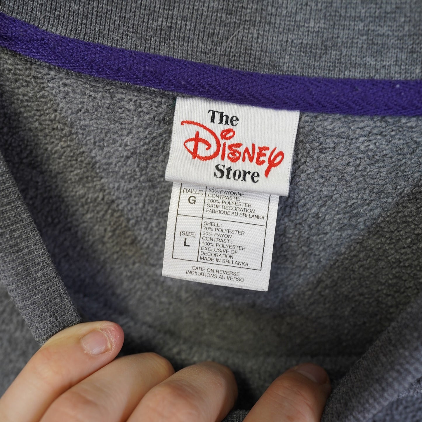 (L) Vintage Snow White 7 Dwarves Stitched Fleece Sweatshirt Men's L Disney Purple