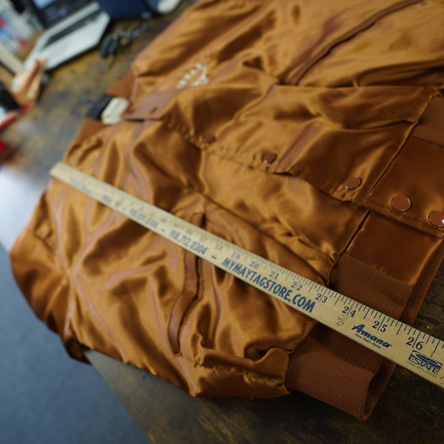 (L) True Vintage Texas Longhorns 1970s Satin Jacket Men's L Burnt Orange Sewn UT