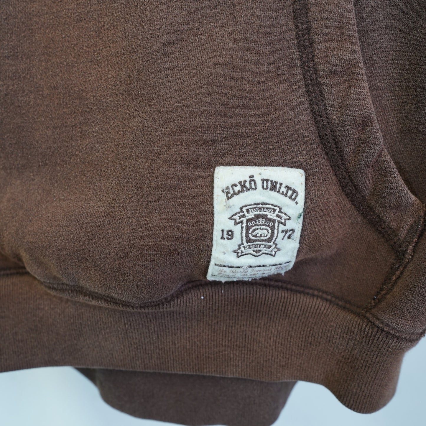 (L) Vintage Ecko Unlimited Sewn Y2K Hoodie Men's L Brown 2000s Hip Hop Embroidered