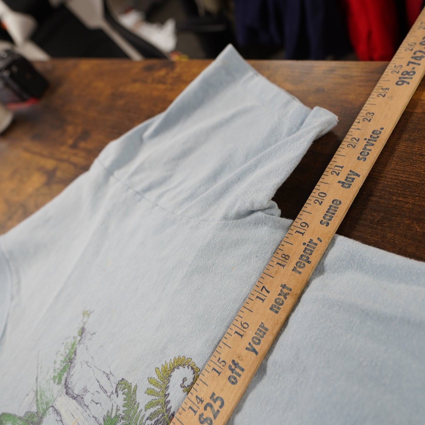 (M) True Vintage Hawaiian Nature T-Shirt 70s Single Stitch Men's M Blue Hanes