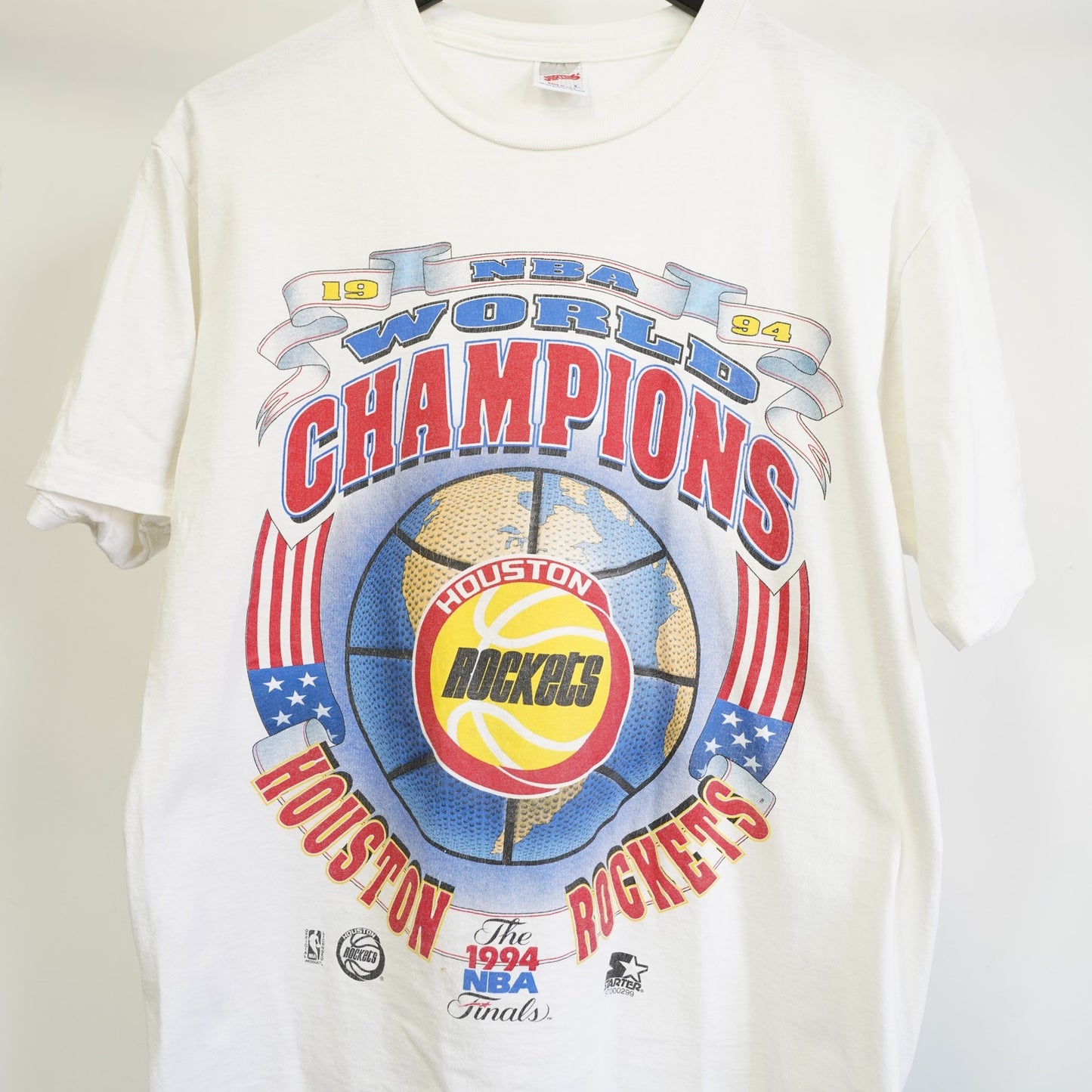 (L) Vintage Houston Rockets 19994 World Champions Starter T-Shirt Men's L White NBA