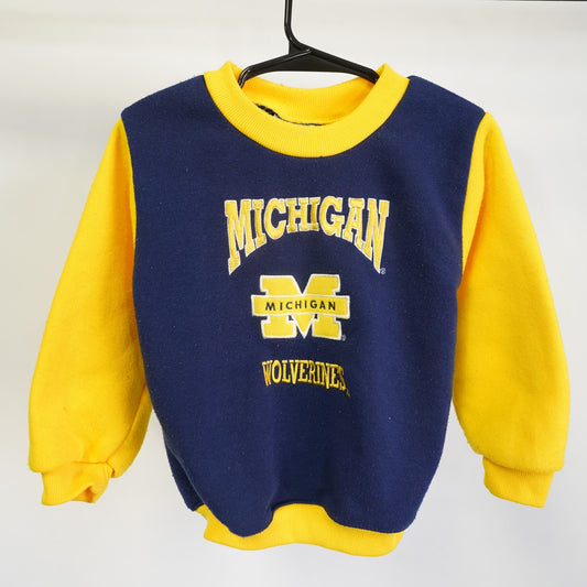(Kids 3T) Vintage Michigan Wolverines Toddler Sewn Crewneck Sweatshirt Kids 3T Youth 90s