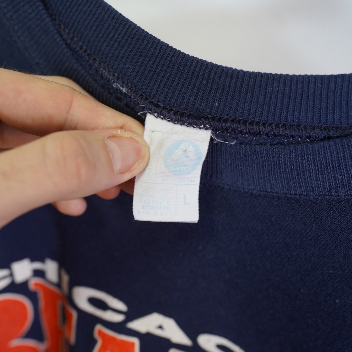 (M) Vintage Chicago Bears Artex Sweatshirt Men's M Boxy Fit Blue 80s Nfl Retro