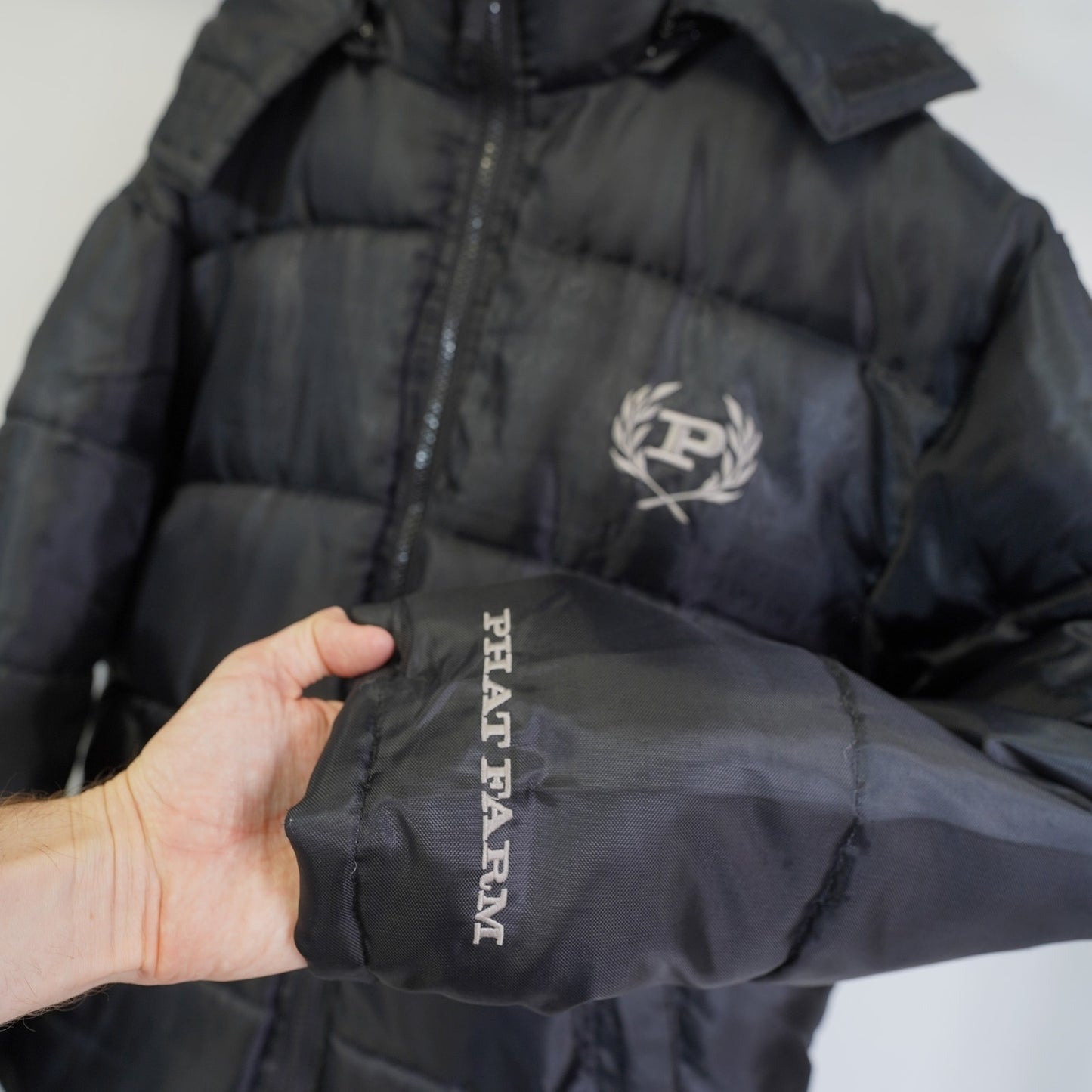 (M) Phat Farm Classics Puffer Jacket Heavy Winter Parka Coat Hip Hop Y2K