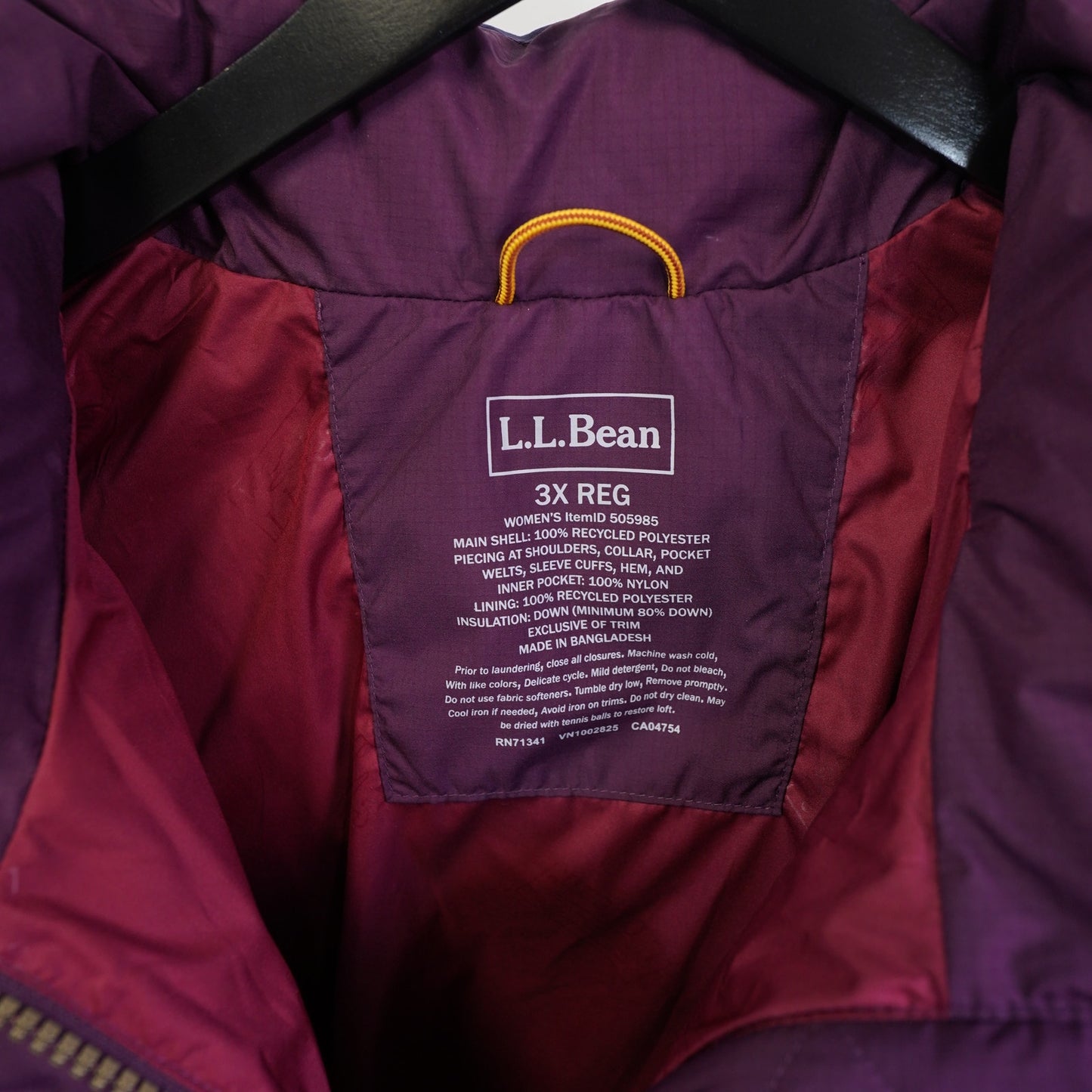 (Women's 3XL) L.L. Bean Purple Trail Model Down Puffer Jacket Gorpcore Hiking