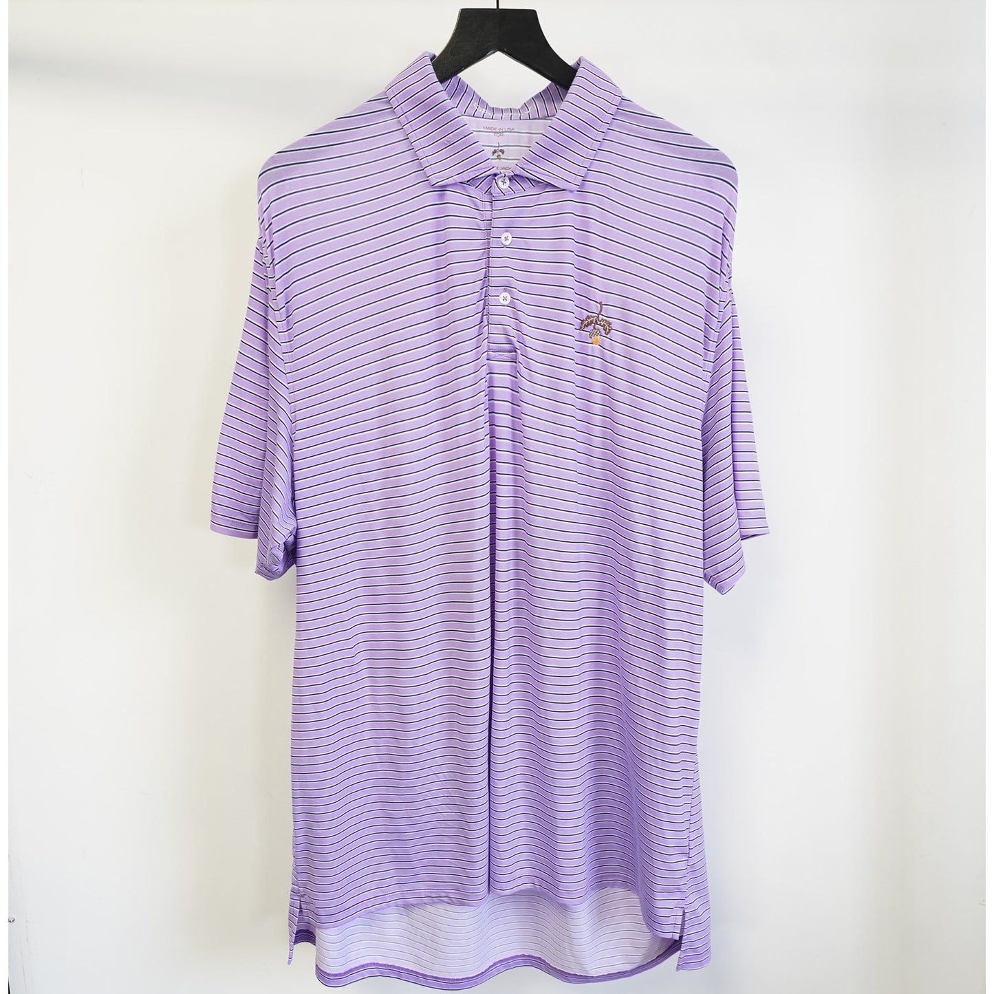 (XL) B Draddy Sport Striped Performance Golf Polo Shirt Men's XL Purple Sewn BlueJack