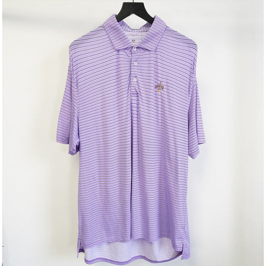 (XL) B Draddy Sport Striped Performance Golf Polo Shirt Men's XL Purple Sewn BlueJack
