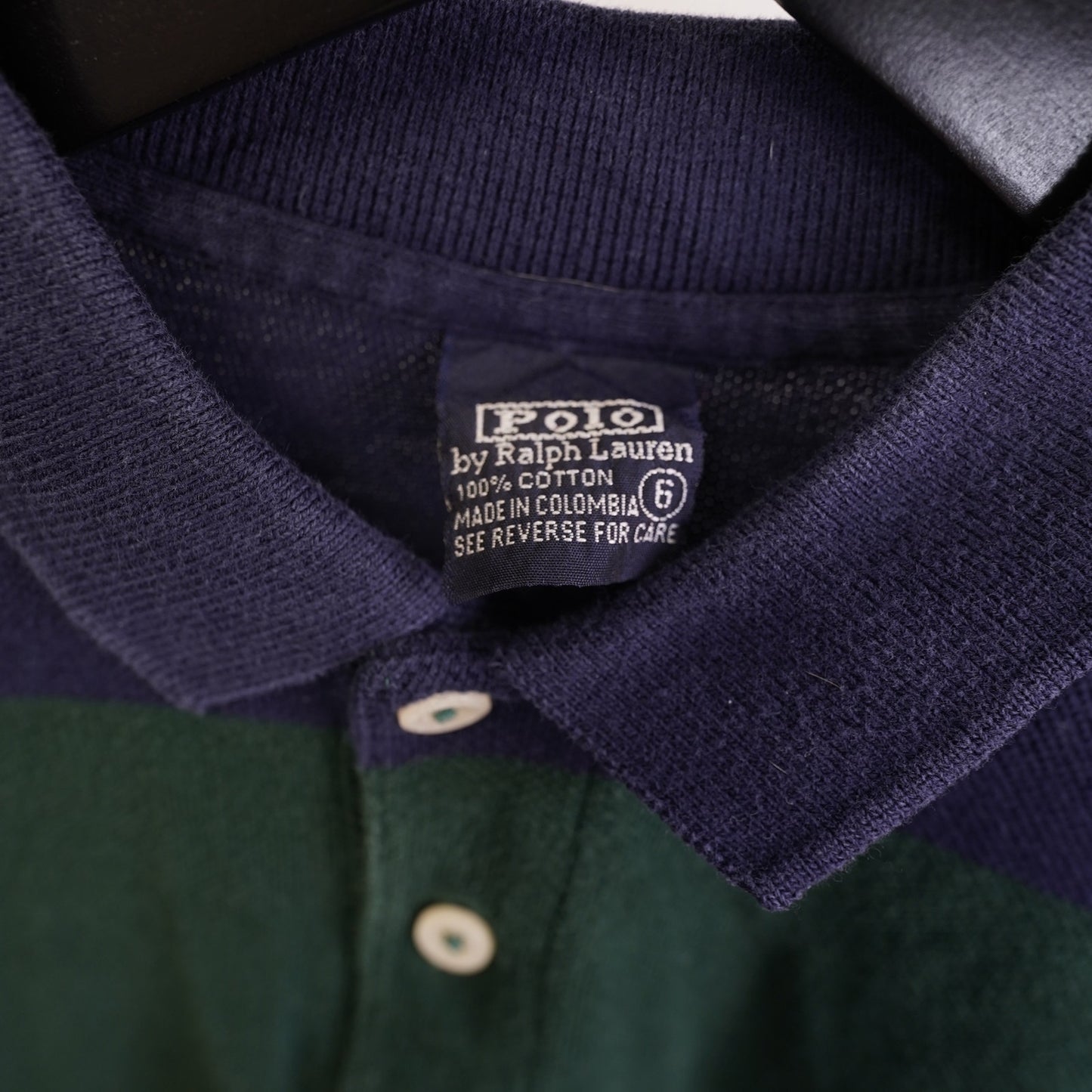(Boys 6) Vintage Polo Ralph Lauren Long Sleeve Striped Polo Rugby Shirt Boys Sz. 6 Blue