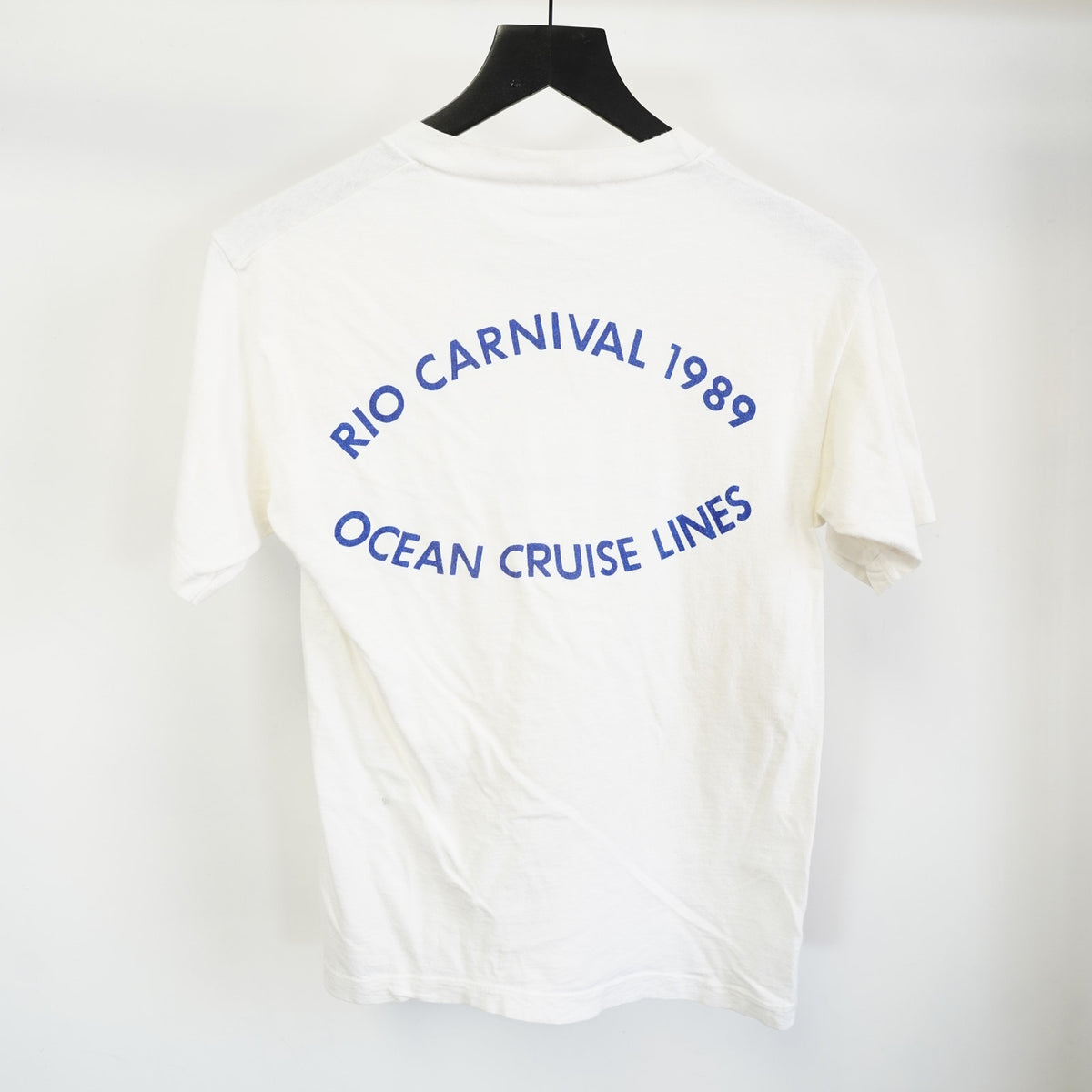 (XS) Vintage 1980s Rio Carnival Cruise Ship T-Shirt Mens XS White Single Stitch White