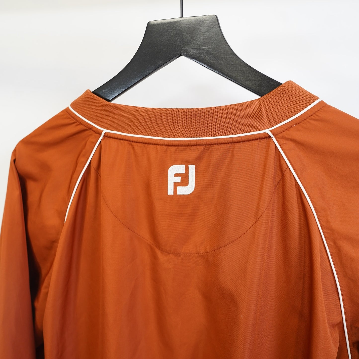 (L) Vintage FootJoy FJ Golf Pullover Windbreaker Jacket Men's L Burnt Orange White