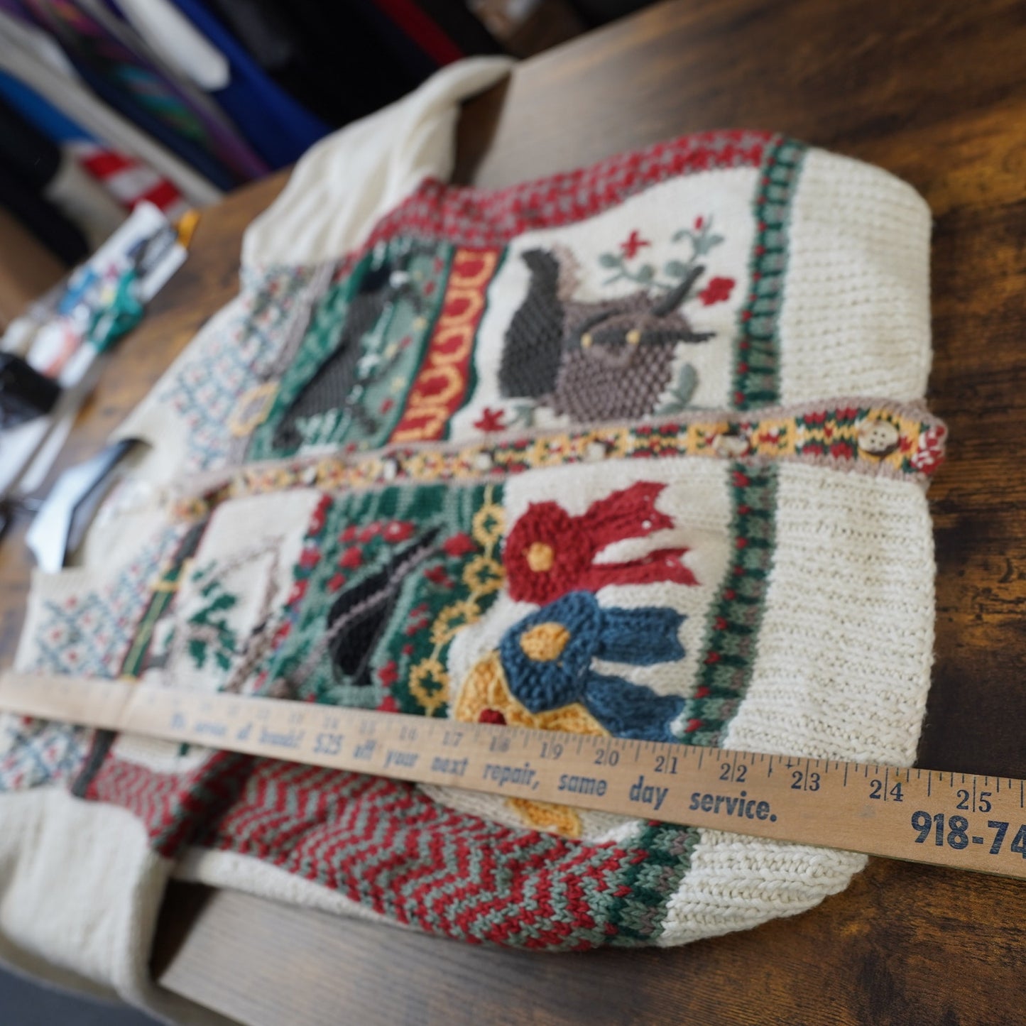(Women's S/M) Vintage Orvis Equestrian Cable Knit Horse Nature Sweater Cottage