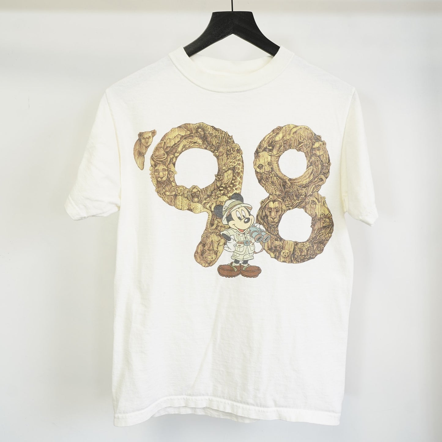 (S) Vintage Mickey Mouse Animal Kingdom 90s Disney World T-Shirt Men's S White Retro