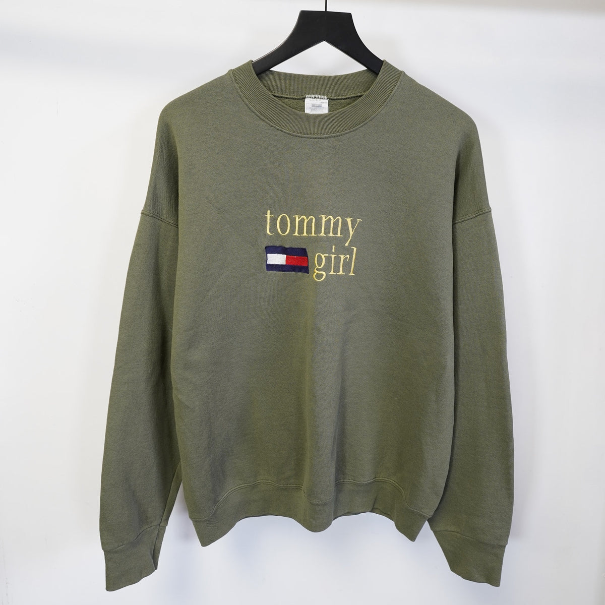 (XL) Vintage Tommy Hilfiger Girls 90s Embroidered Sweatshirt Women's XL Olive Green