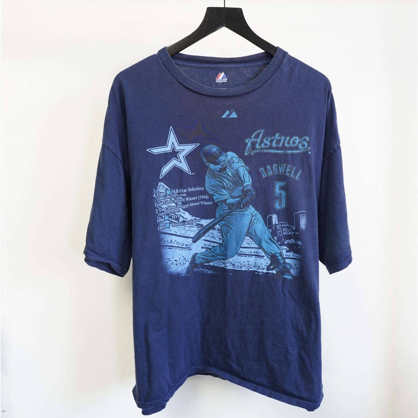 (XXL) Vintage Jeff Bagwell Houston Astros Majestic Y2K T-Shirt Men's XXL Navy Blue