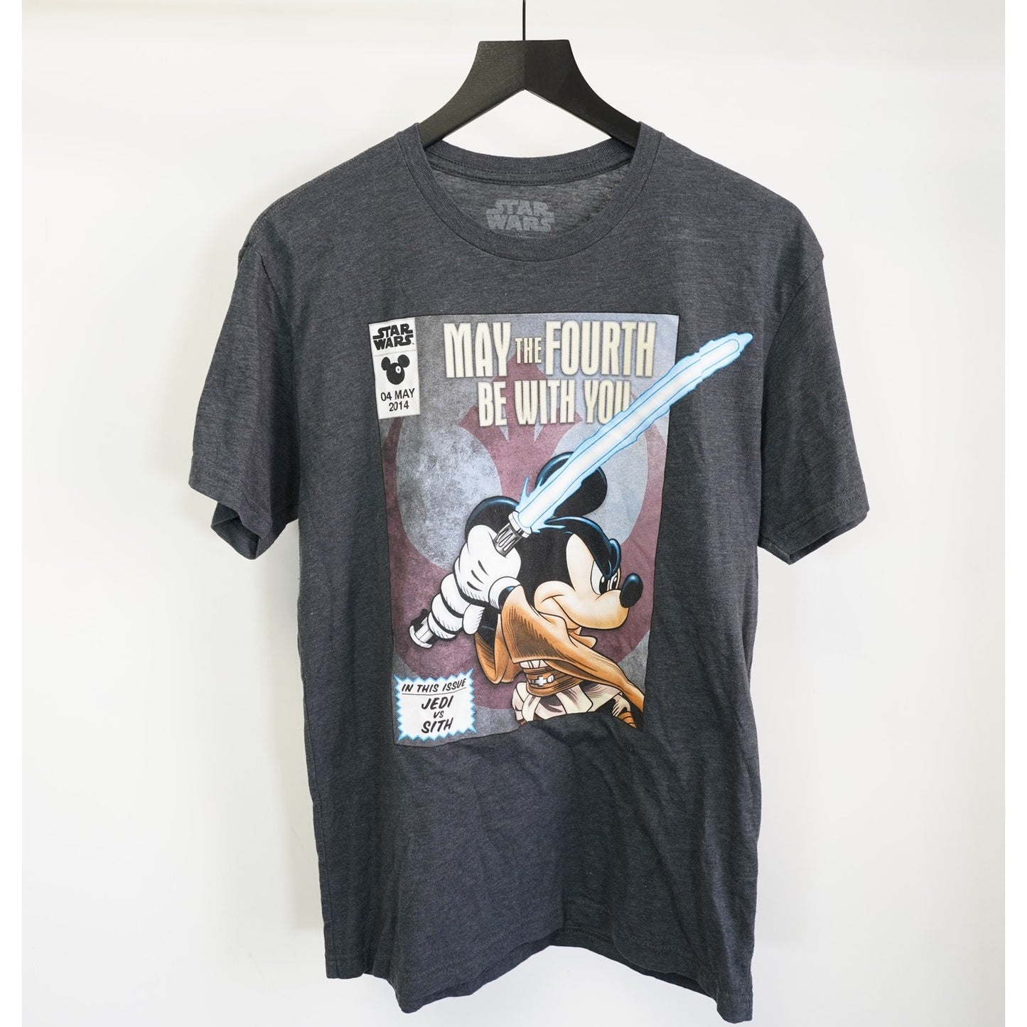 (S) Star Wars Day 2014 T-Shirt Mickey Jedi May The 4th Be With You Sz S Disney Gray