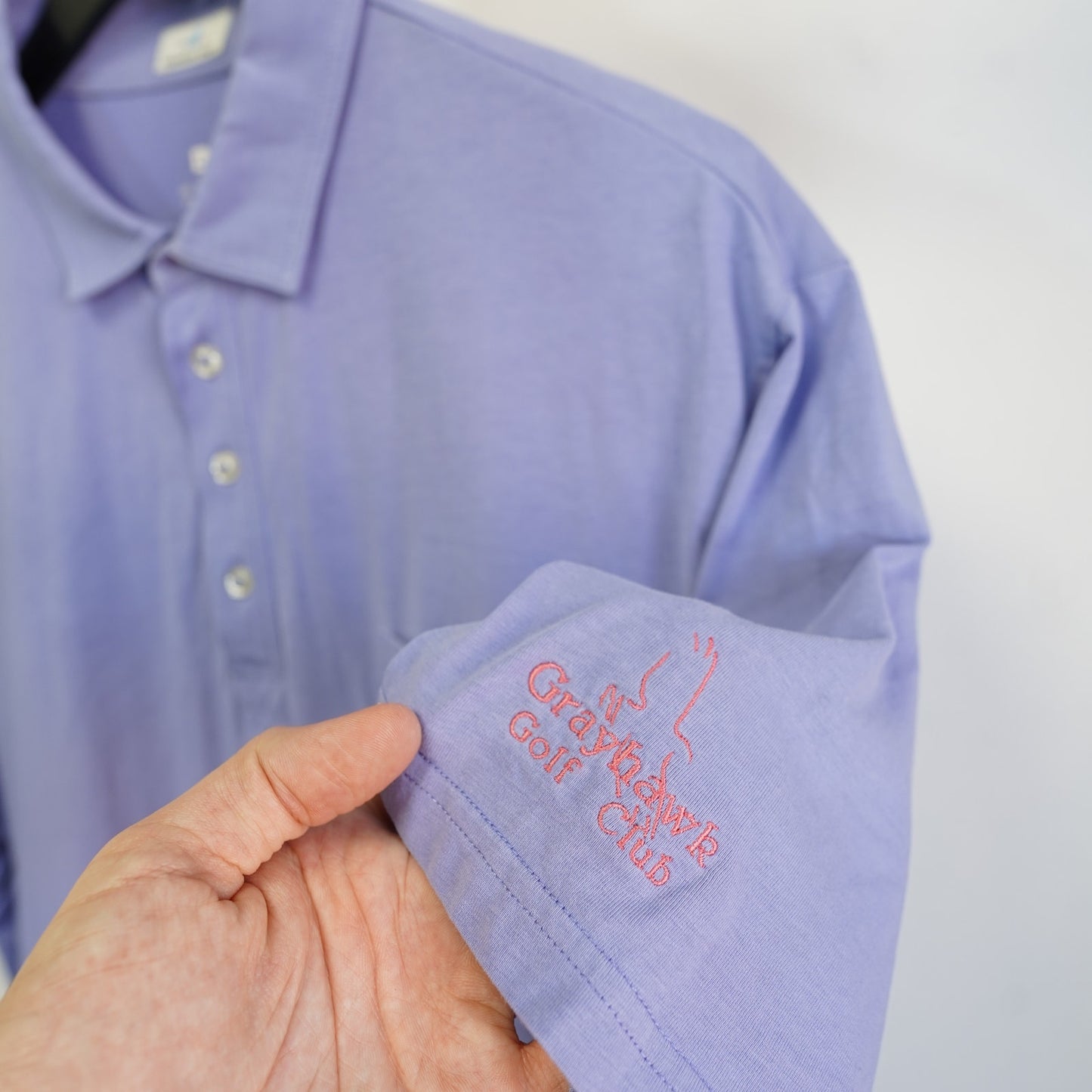 (L) Johnnie-O Hangin' Out Men's Size L Large Golf Club Polo Shirt Lavender Pink