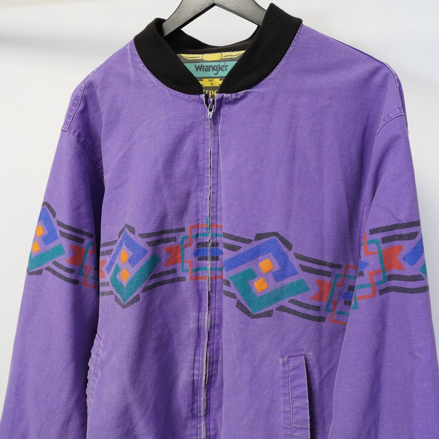 (XL) Vintage Wrangler Brushpopper Jacket Western Aztec Blue Men's 90s Southwestern