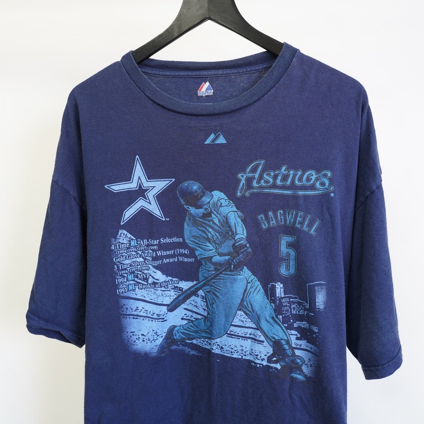 (XXL) Vintage Jeff Bagwell Houston Astros Majestic Y2K T-Shirt Men's XXL Navy Blue