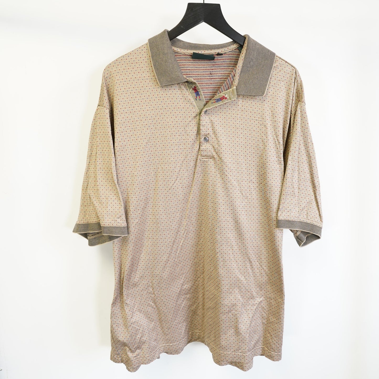 (XXL) Vintage Bobby Jones 90s Geometric Golf Polo Shirt Mens XXL Tan Brown 100% Cotton