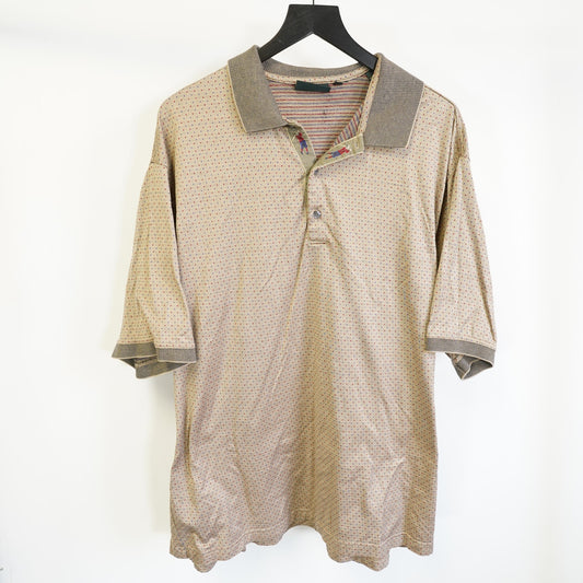(XXL) Vintage Bobby Jones 90s Geometric Golf Polo Shirt Mens XXL Tan Brown 100% Cotton