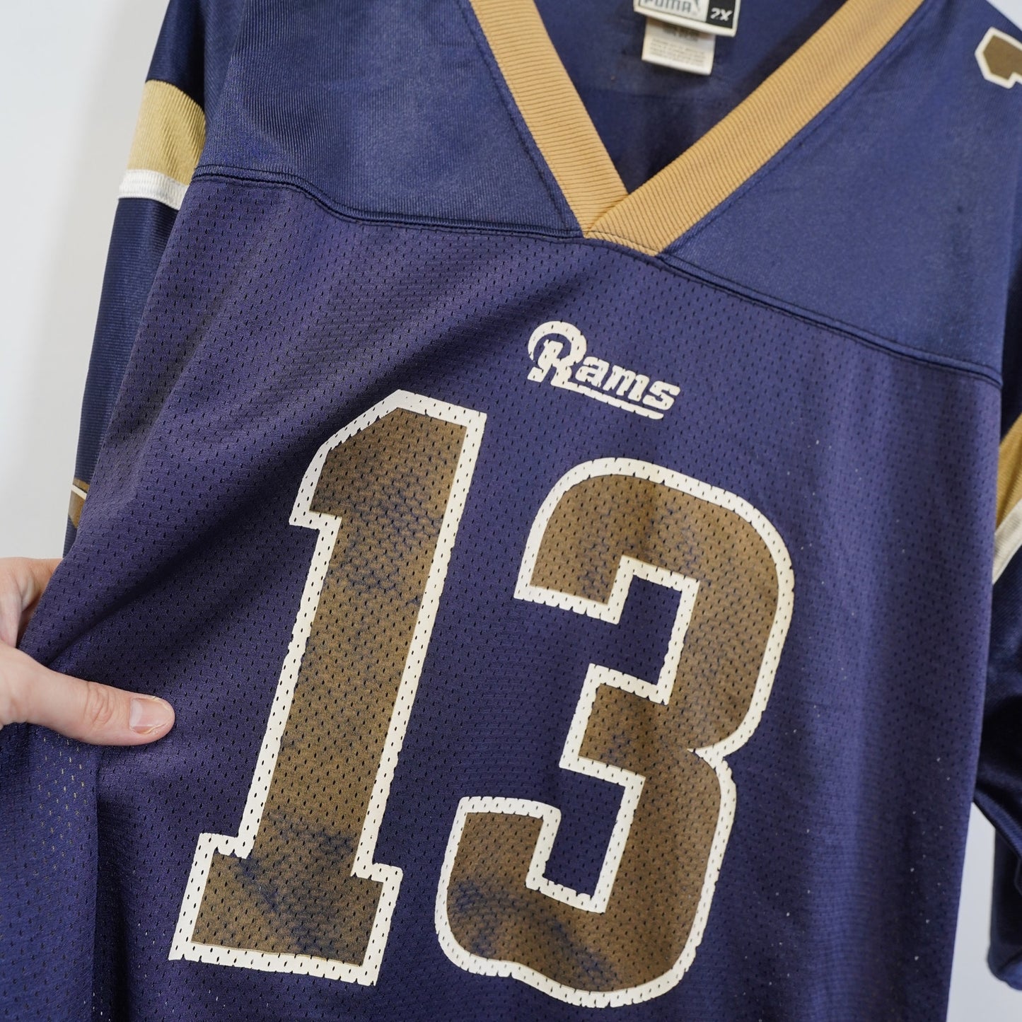 (XXL) Vintage St. Louis Rams Puma Kurt Warner Football Jersey Blue Y2K 2000s
