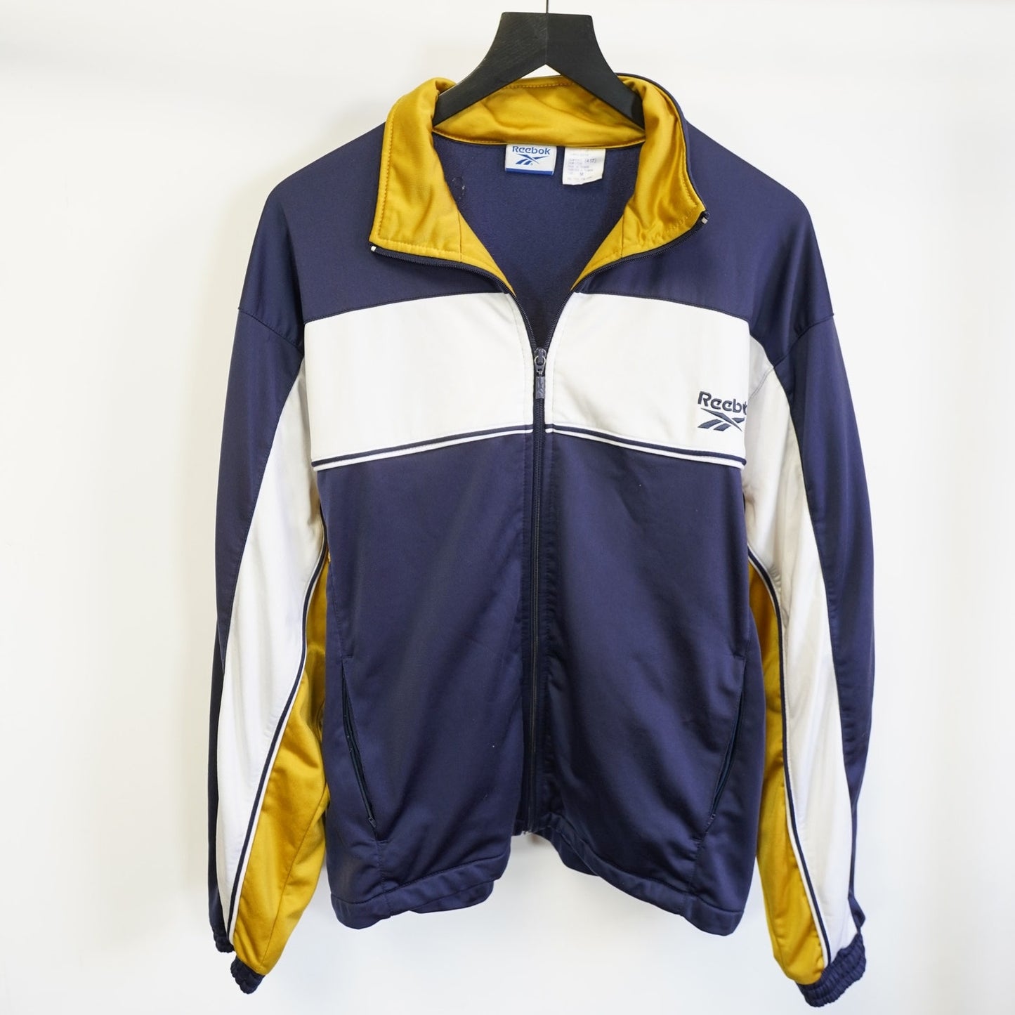 (M) Vintage Reebok Track Jacket Navy Gold Men's M Retro Full Zip