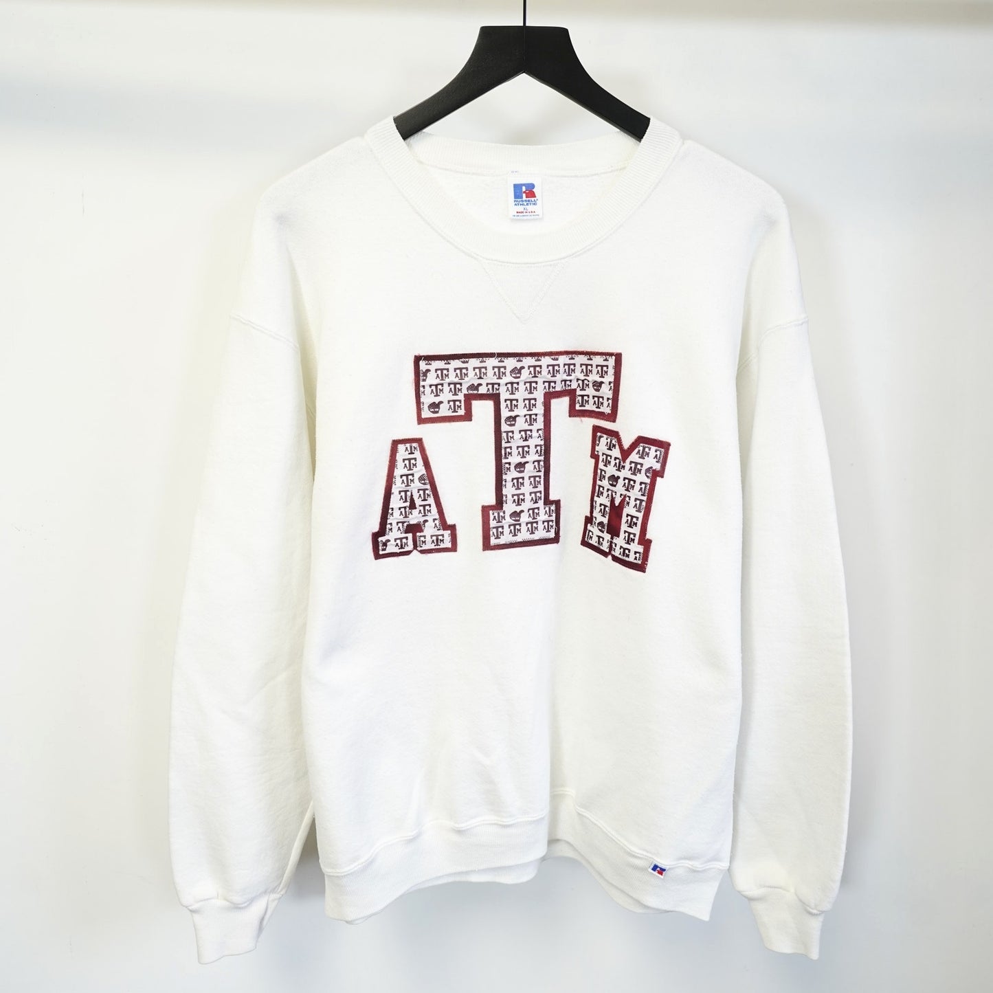 (XL) Vintage A&M Aggies Sewn Russell Athletic 90s Sweatshirt Men's XL White ATM Retro