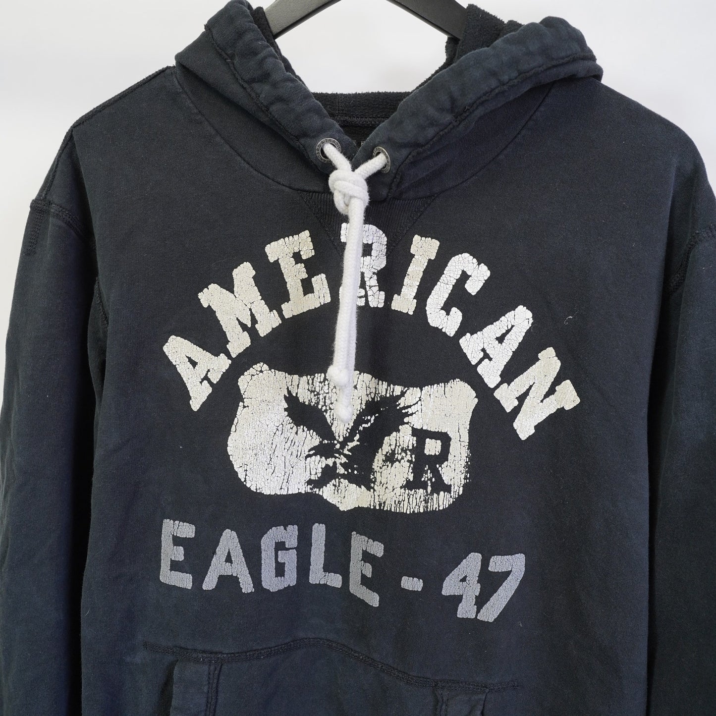 (XL) Y2K American Eagle Vintage Fit Varsity Hoodie Men's XL Black White Preppy 2000s