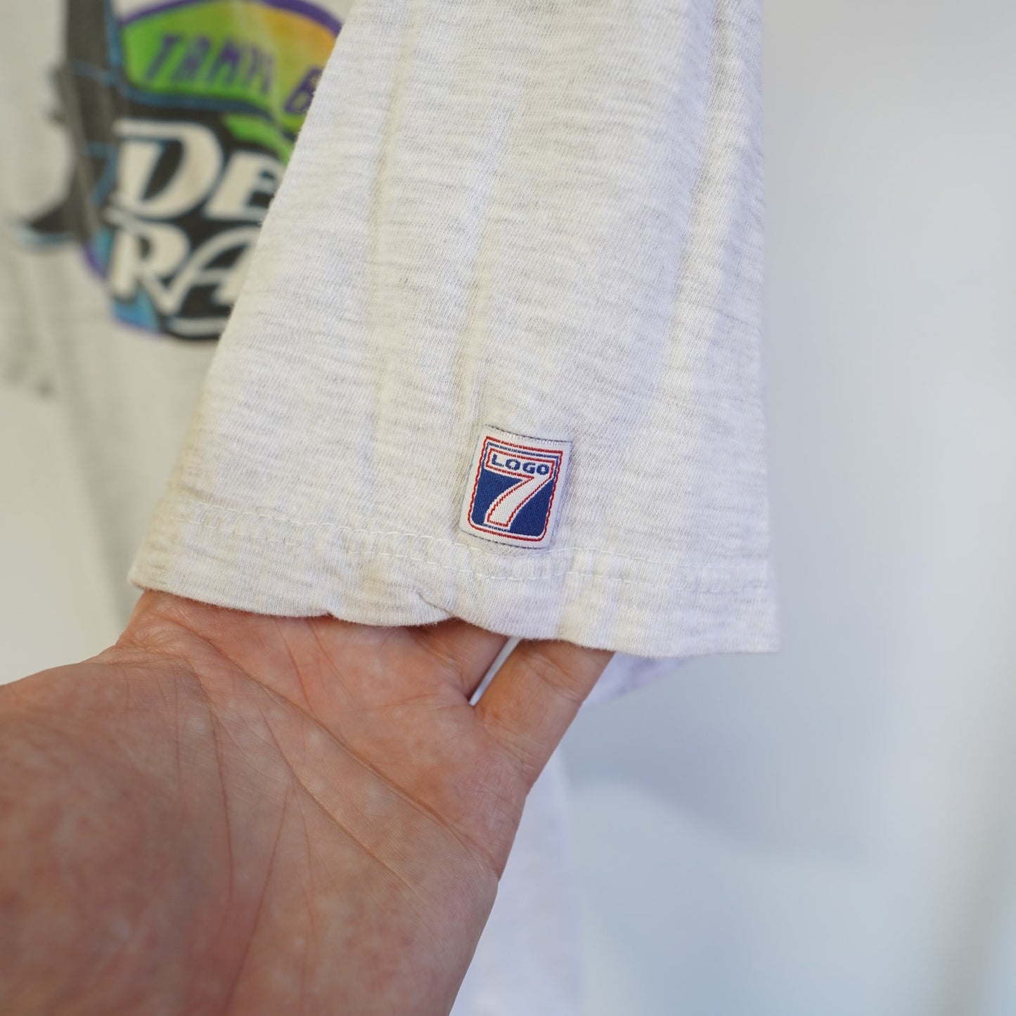 (L) Vintage Tampa Bay Devil Rays 90s Logo 7 Men's L Gray T-Shirt Retro MLB