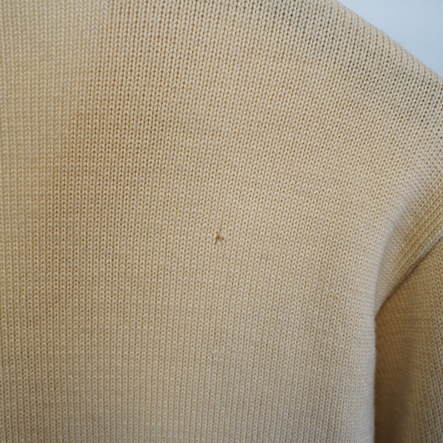 (S) True Vintage 1940s-50s Letterman Knit Wool Cardigan Sweater "L" Men's S Tan