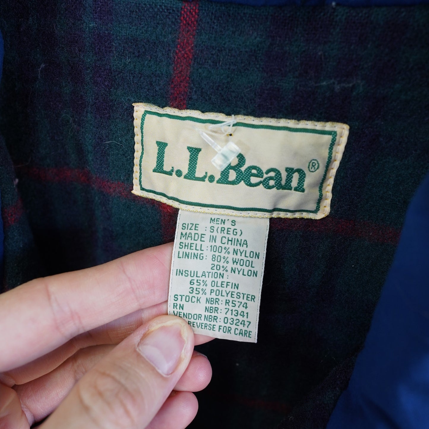 (S) Vintage L.L.Bean Mountain Parka Plaid Wool Lined 90s Ski Jacket Men's S Aqua
