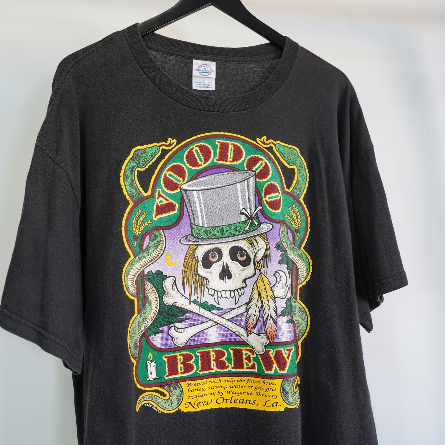 (L) Vintage New Orleans Voodoo Brew Beer T-Shirt Skull Crossbones Brewery